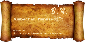 Busbacher Manszvét névjegykártya
